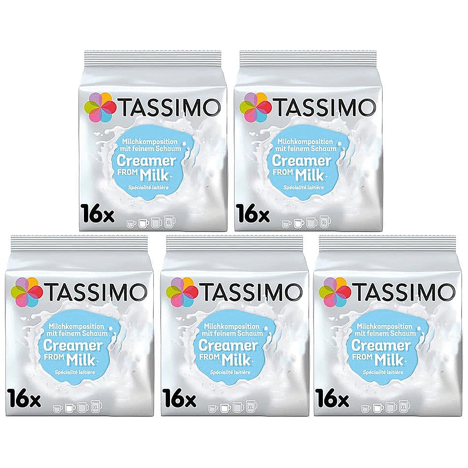 Tassimo Milk Creamer Pods, 16 Capsules, Pack of 5