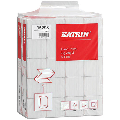 Katrin Classic 2-Ply V-Fold Hand Towels, White, Pack of 4000