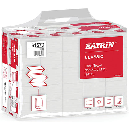 Katrin Classic M2 2-Ply Hand Towels, White, Pack of 4000