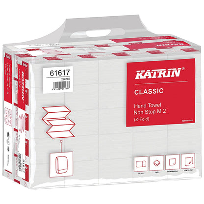 Katrin Classic 2-Ply W-fold Hand Towels, White, Pack of 4000