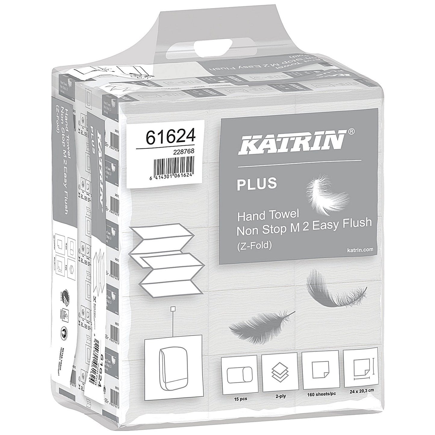 Katrin Plus 2-Ply Z-Fold Hand Towels, White, Pack of 2400 Easy2Order : KZ06162
