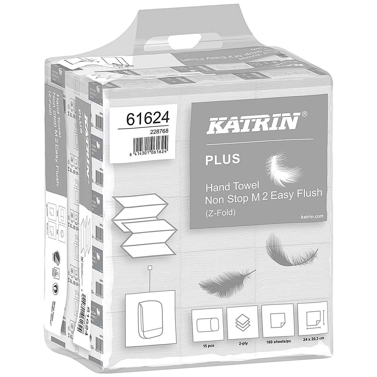 Katrin Plus 2-Ply Z-Fold Hand Towels, White, Pack of 2400 Easy2Order : KZ06162