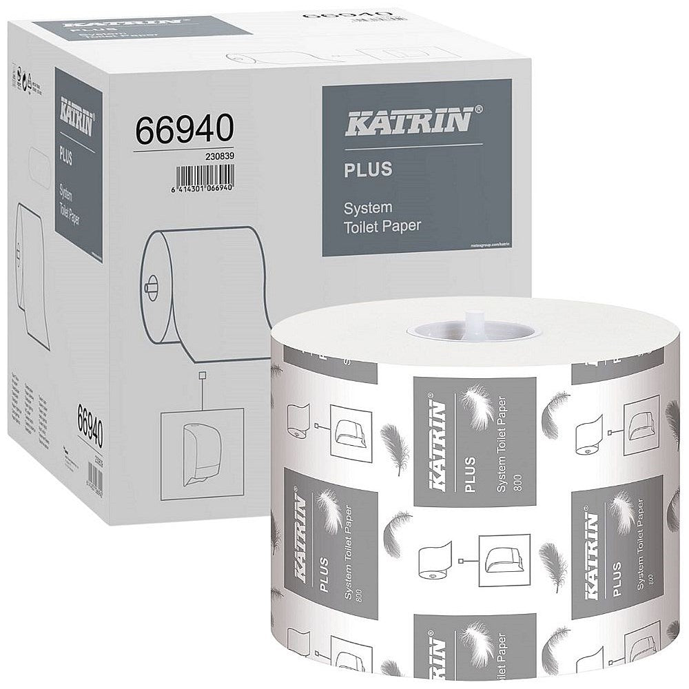 Katrin Plus System Toilet Paper, 2-Ply, 800 Sheets, Pack of 36 Easy2Order : KZ06694