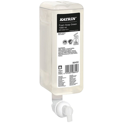 Katrin Hand Wash Foam, Mild Birch, 1000ml, Green, Pack of 6