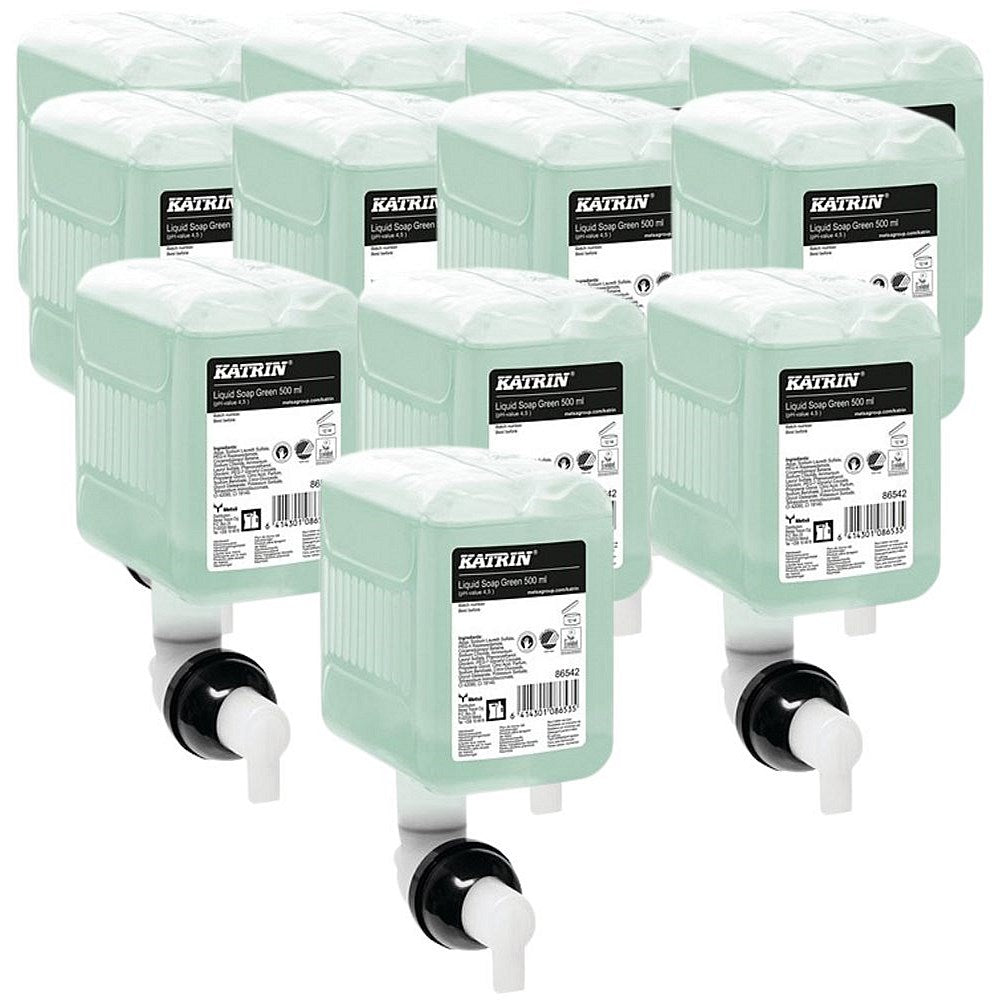 Katrin Commercial Hand Wash Liquid Refill, 500ml, Green, Pack of 12
