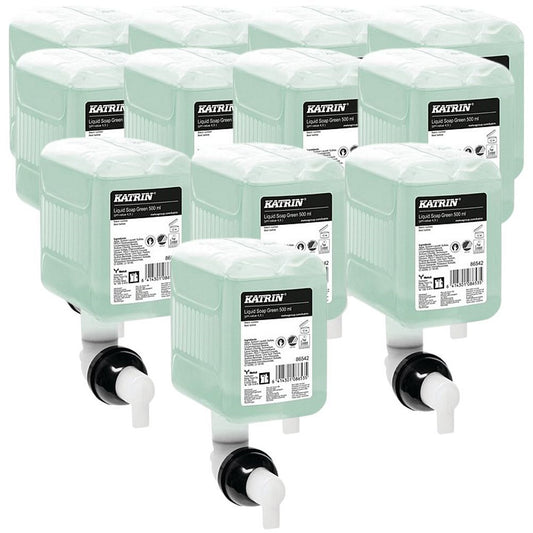 Katrin Commercial Hand Wash Liquid Refill, 500ml, Green, Pack of 12
