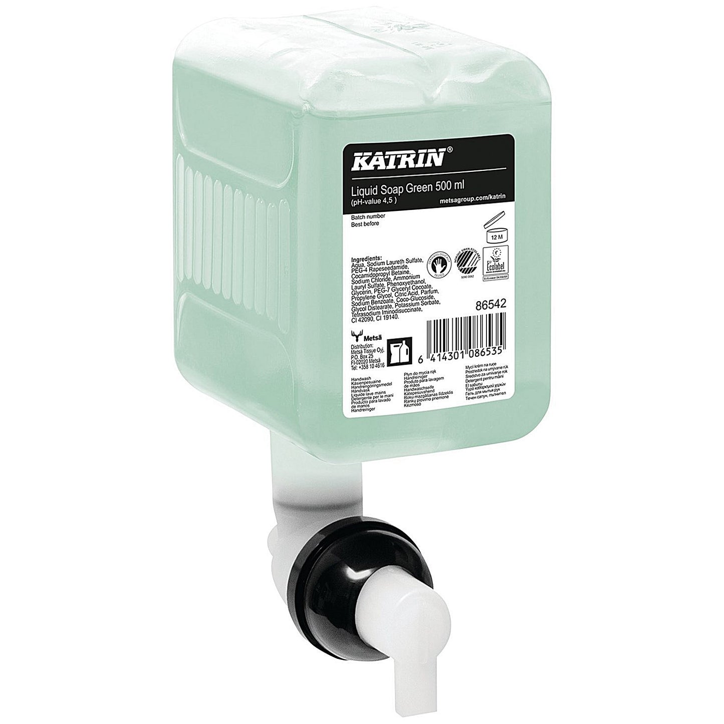 Katrin Commercial Hand Wash Liquid Refill, 500ml, Green, Pack of 12