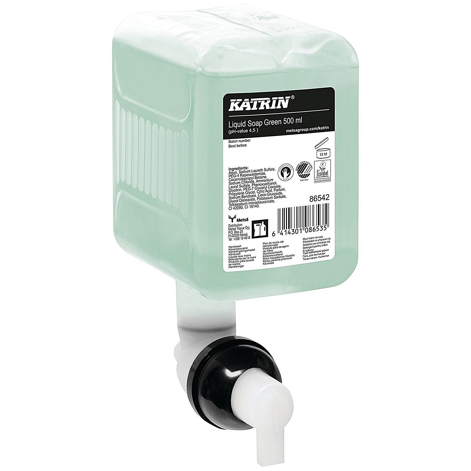 Katrin Commercial Hand Wash Liquid Refill, 500ml, Green, Pack of 12