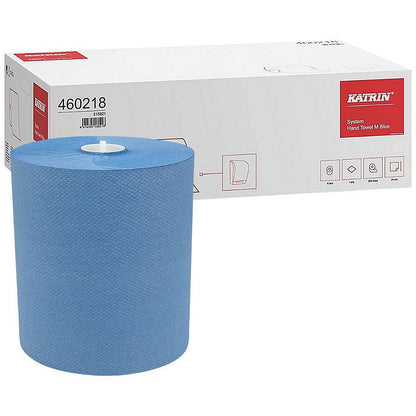 Katrin 1-Ply Basic System Towel M Roll, 180m, Blue, Pack of 6