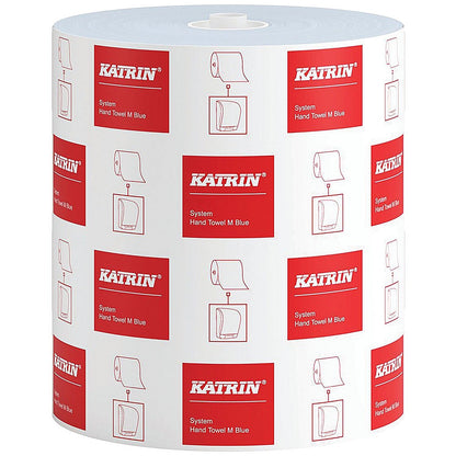 Katrin 1-Ply Basic System Towel M Roll, 180m, Blue, Pack of 6