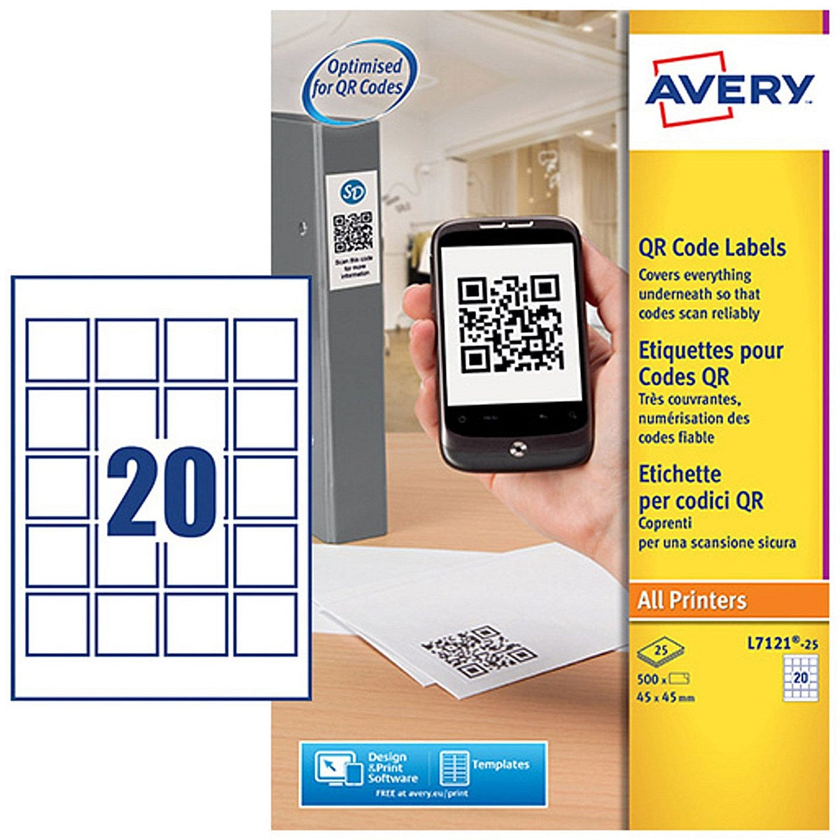 Avery QR Code Label 45x45mm 20 Per A4 Sheet White (Pack 500 Labels ...