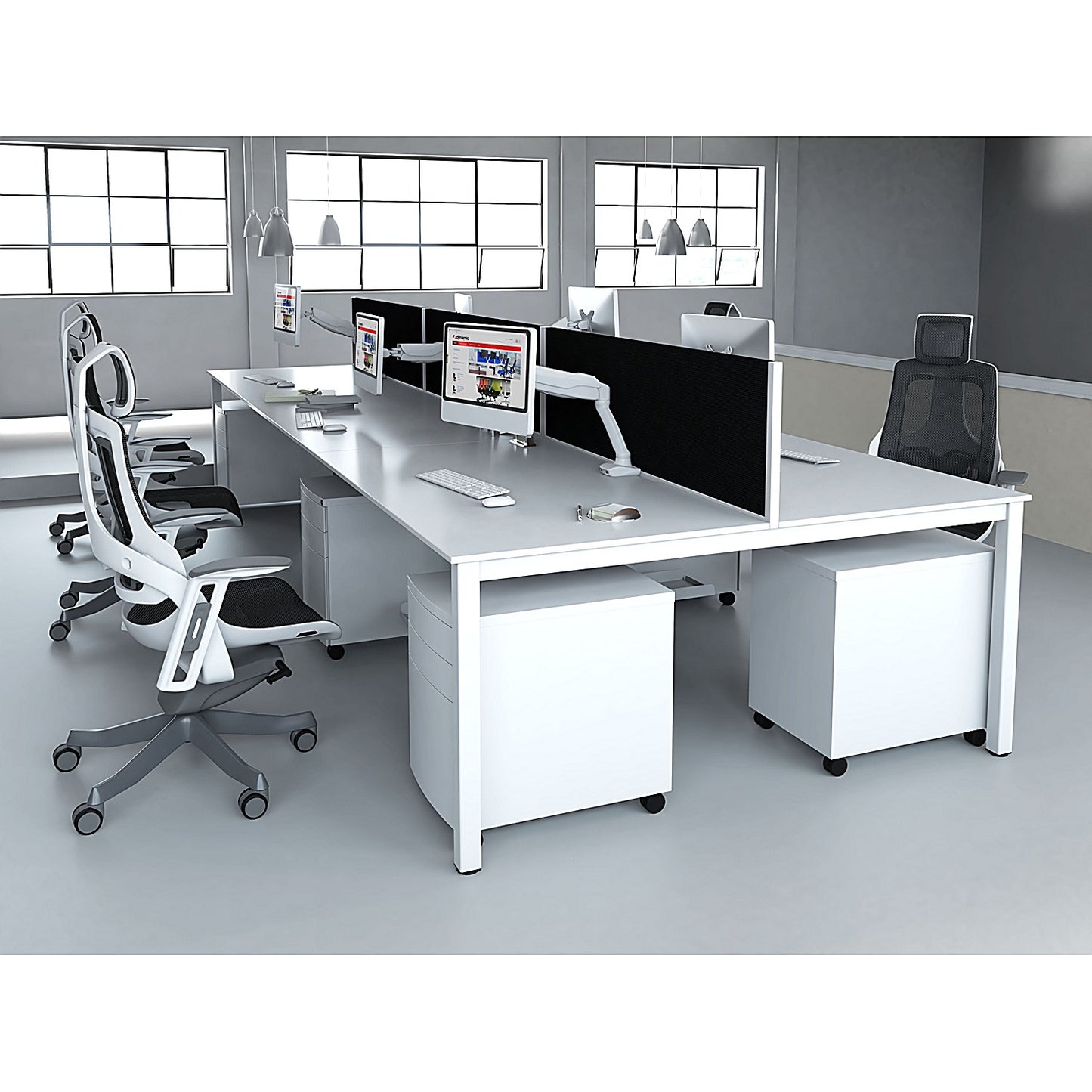 Impulse Bench Desk Screen, 1200mm Wide, Black with White Frame