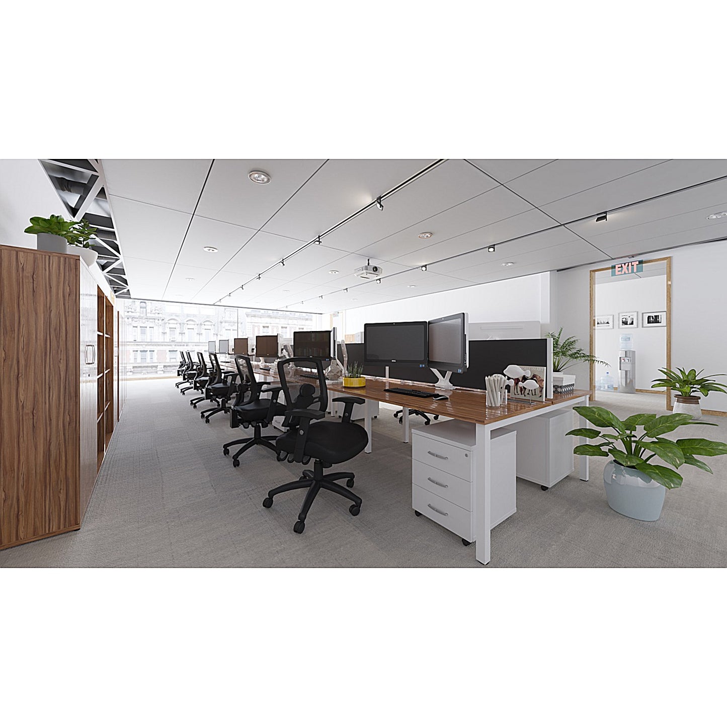 Impulse Bench Desk Screen, 1200mm Wide, Black with White Frame