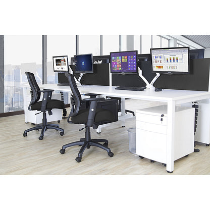 Impulse Bench Desk Screen, 1400mm Wide, Black with White Frame