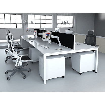 Impulse Bench Desk Screen, 1600mm Wide, Black with White Frame