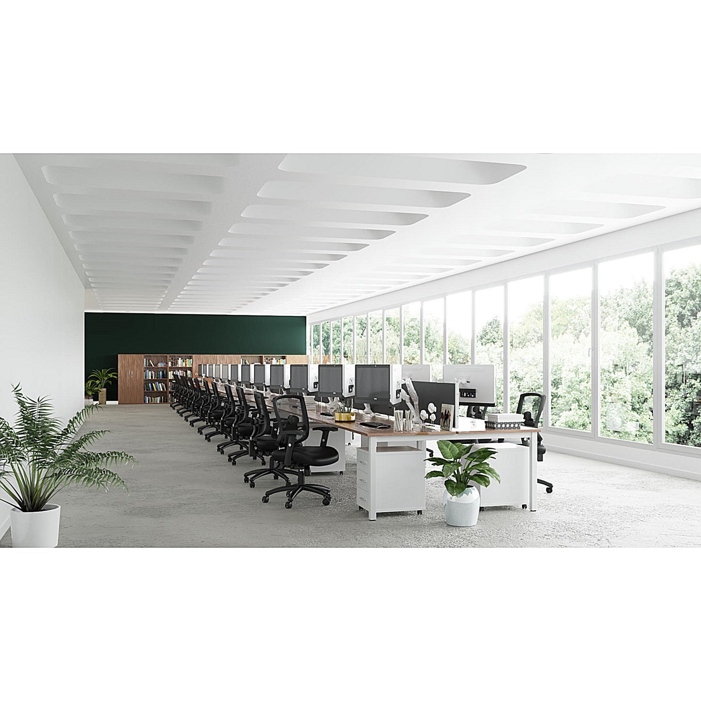 Impulse Bench Desk Screen, 1600mm Wide, Black with White Frame