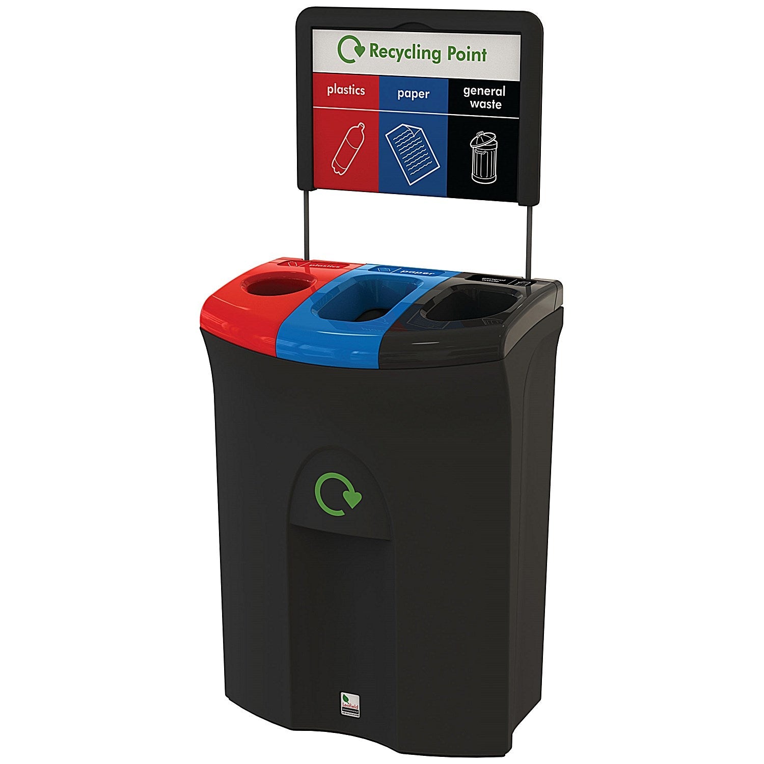 Meridian Triple Plastics Paper and General Waste Recycling Bin, 110L, Multicoloured Easy2Order : LFEL118116