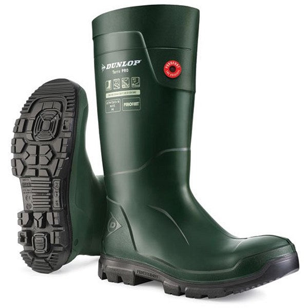 Dunlop Purofort Terrapro Full Safety Wellington Boots, Green, 6 Easy2Order : LJ2KL0106