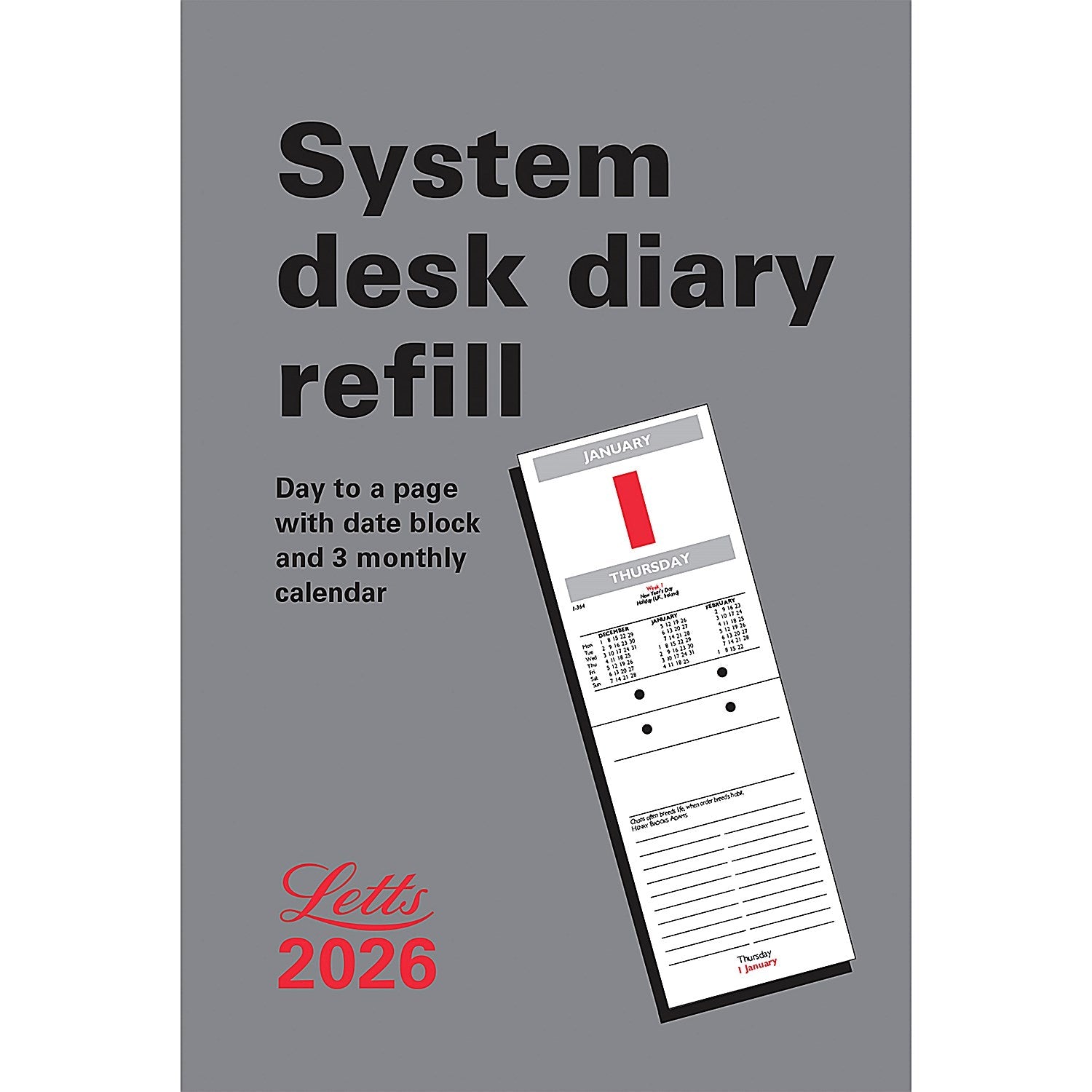 Letts System 2026 Desk Calendar Refill, 142x95mm Easy2Order : LT60104