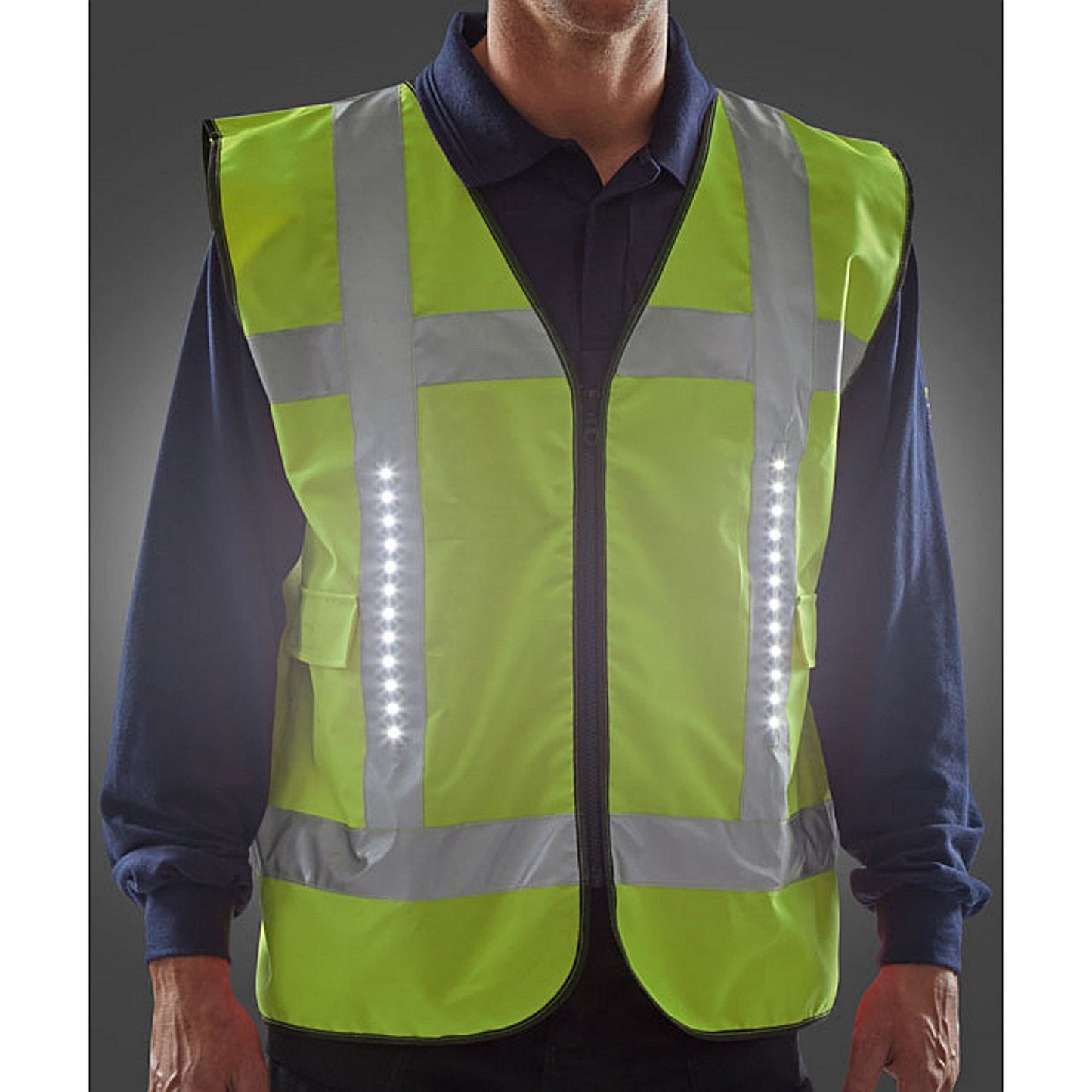 Safety Light Vest with pockets, Saturn Yellow, Large/XL