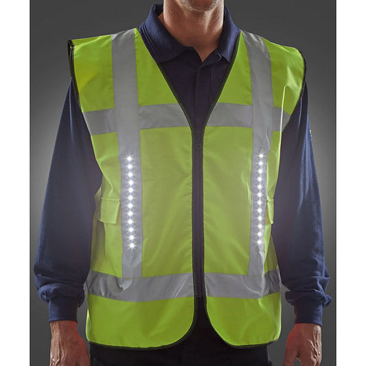 Safety Light Vest with pockets, Saturn Yellow, Large/XL