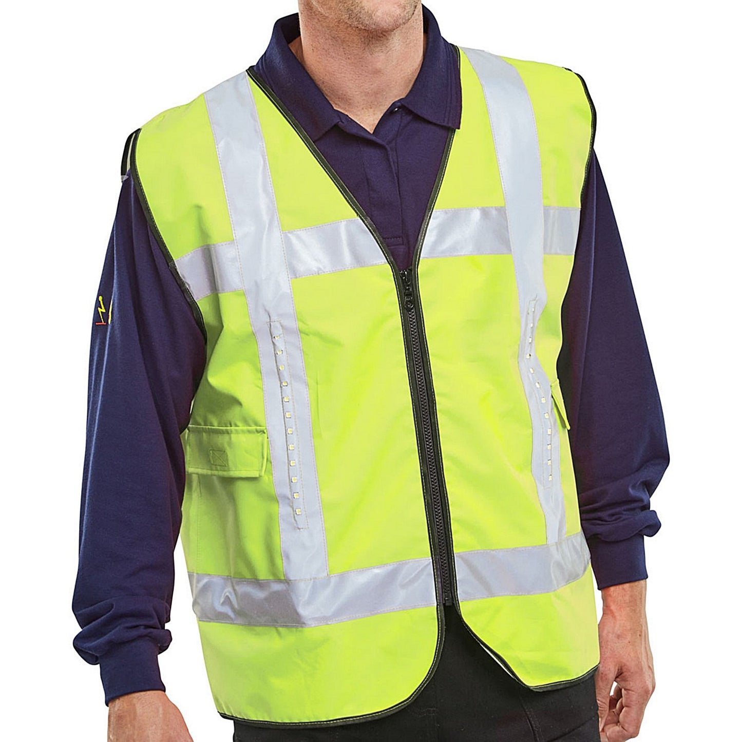 Safety Light Vest with pockets, Saturn Yellow, Large/XL