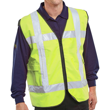 Safety Light Vest with pockets, Saturn Yellow, Large/XL