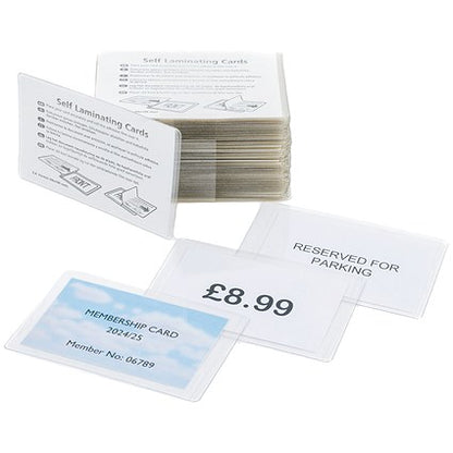 Pelltech 54 x 86mm Self-Laminating Pouches, 400 Microns, Glossy, Pack of 100