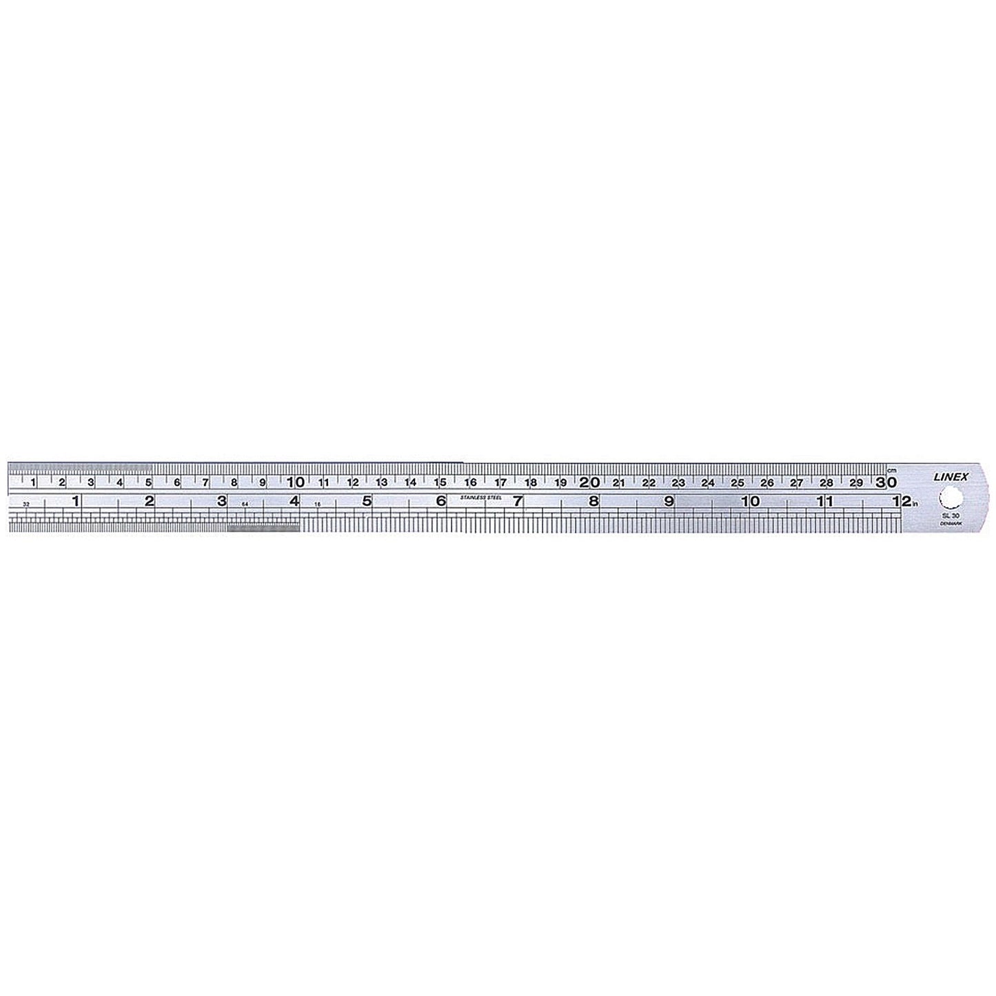 Linex Ruler Stainless Steel Imperial and Metric with Conversion Table 300mm Silver