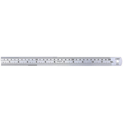 Linex Ruler Stainless Steel Imperial and Metric with Conversion Table 300mm Silver