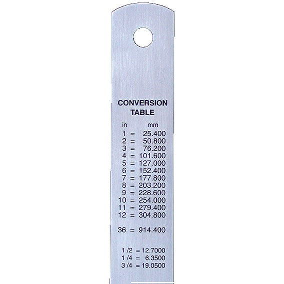 Linex Ruler Stainless Steel Imperial and Metric with Conversion Table 300mm Silver
