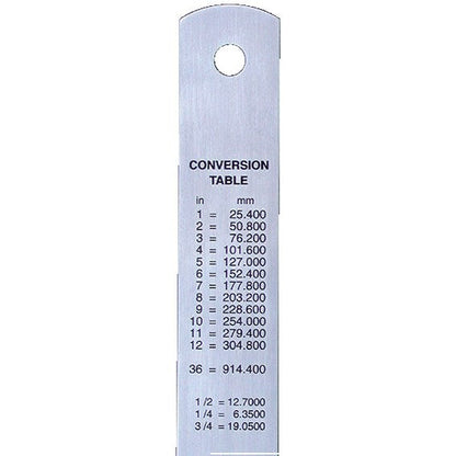 Linex Ruler Stainless Steel Imperial and Metric with Conversion Table 300mm Silver