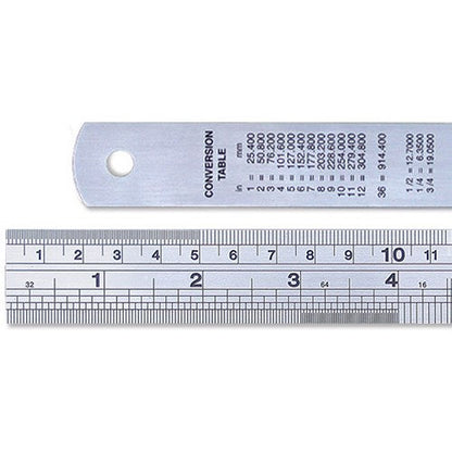 Linex Ruler Stainless Steel Imperial and Metric with Conversion Table 1000mm Silver Easy2Order : LX49370