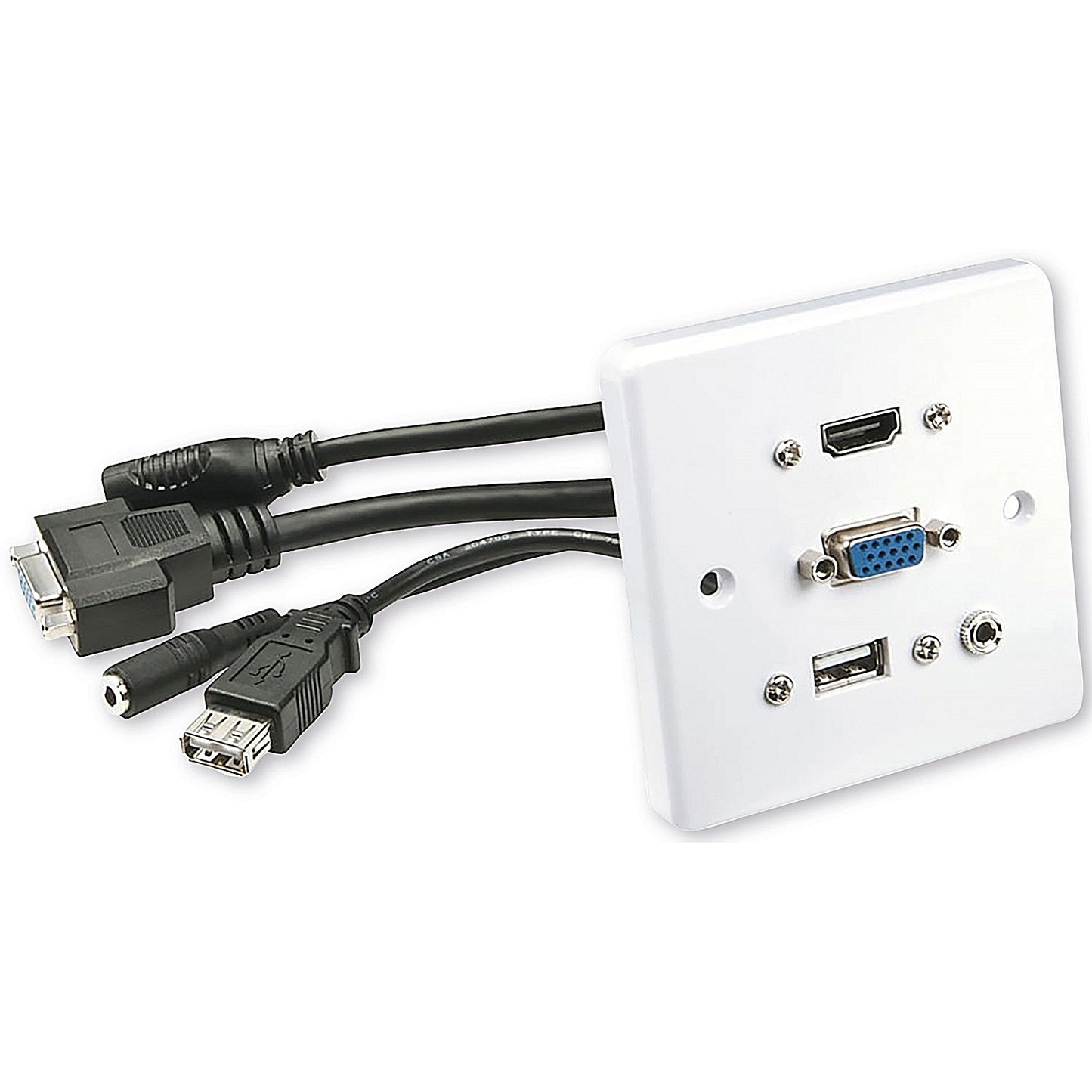 Lindy Multi AV Faceplate HDMI VGA USB Audio White