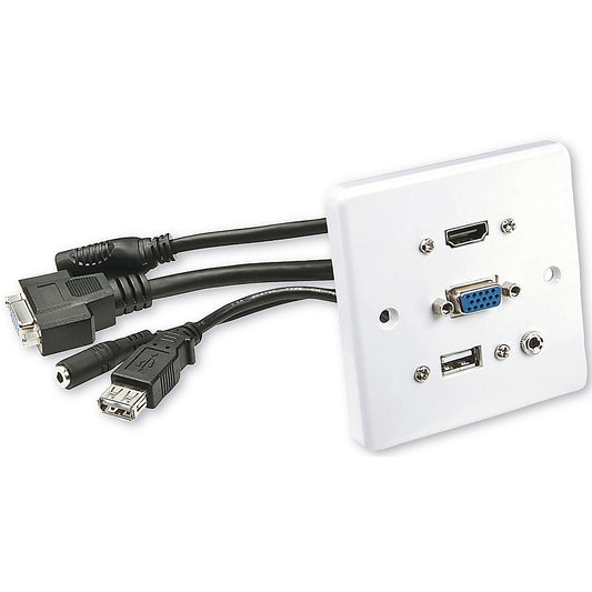 Lindy Multi AV Faceplate HDMI VGA USB Audio White