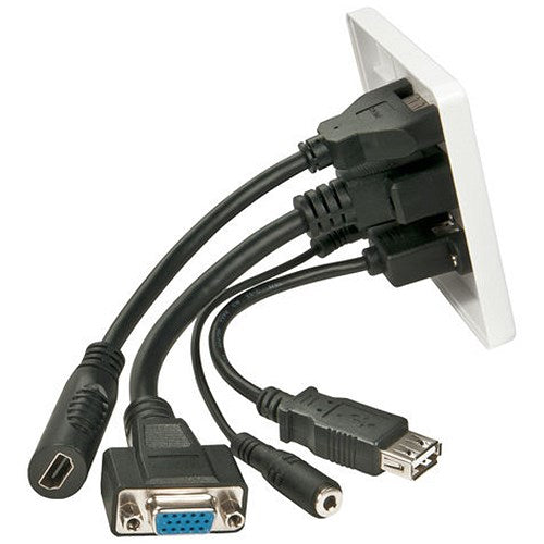 Lindy Multi AV Faceplate HDMI VGA USB Audio White