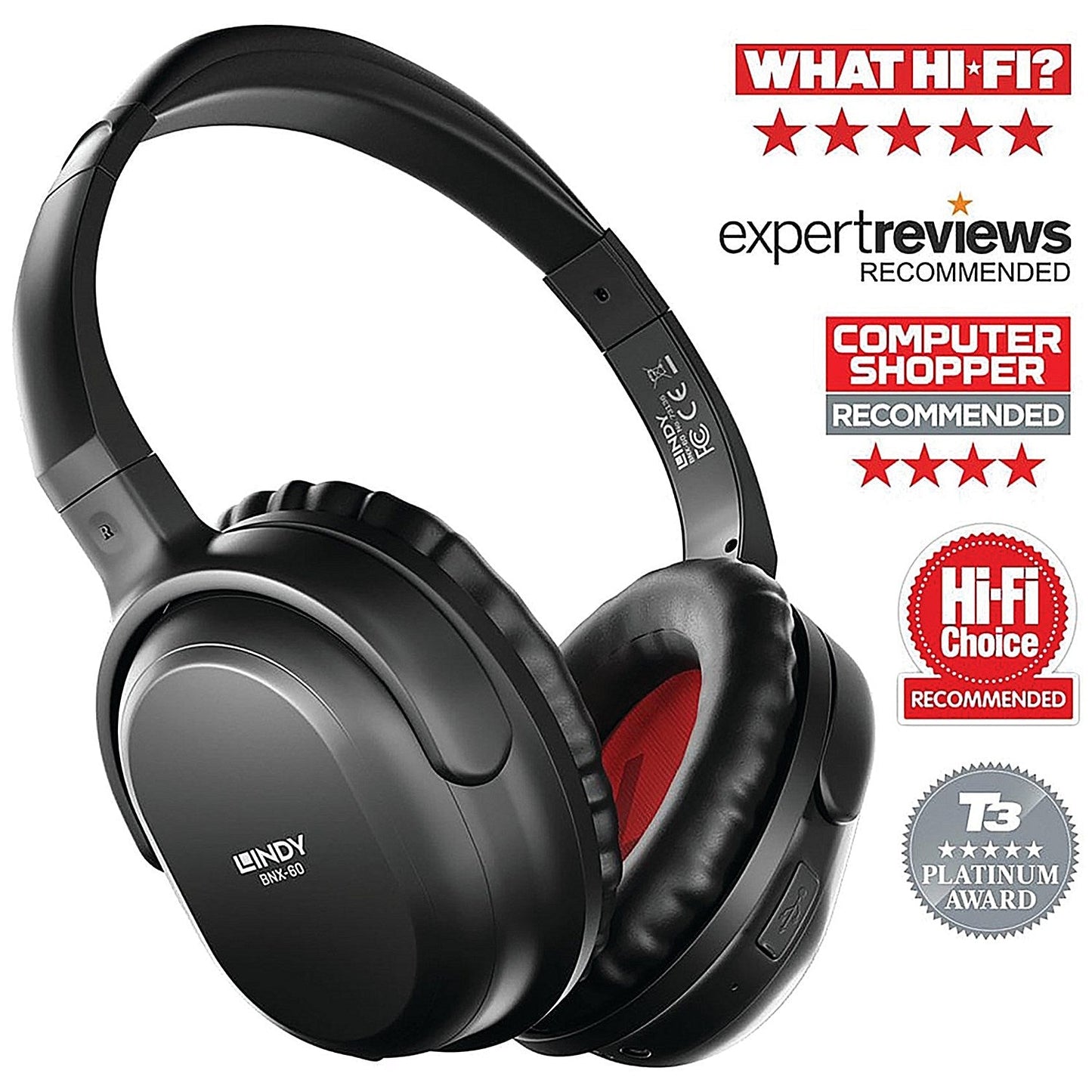 Lindy BNX-60 Wireless Active Noise Cancelling Headphones, Matt Black Easy2Order : LY73136