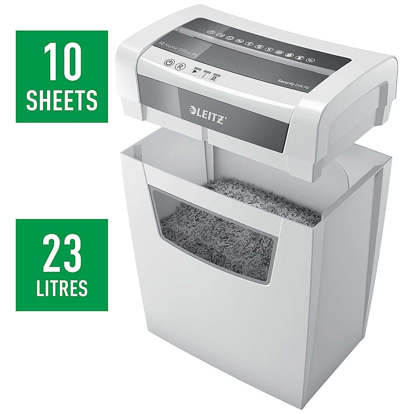 Leitz IQ Home Office P-4 Cross-Cut Paper Shredder, 23 Litres