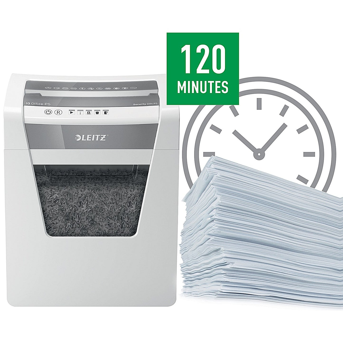 Leitz IQ Office P-5 Micro-Cut Paper Shredder, 23 Litres