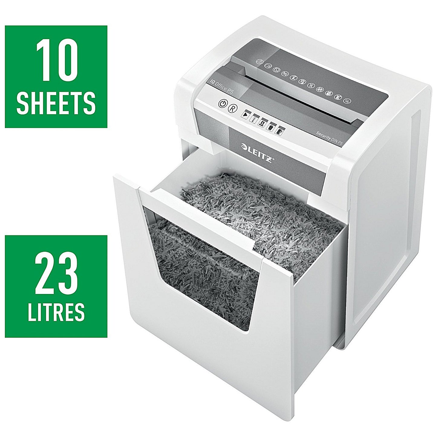 Leitz IQ Office P-5 Micro-Cut Paper Shredder, 23 Litres