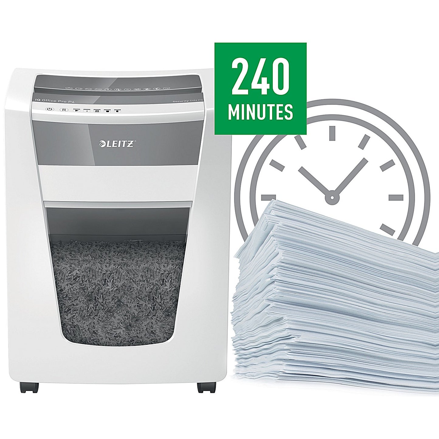 Leitz IQ Office Pro P-4 Cross-Cut Paper Shredder, 30 Litres