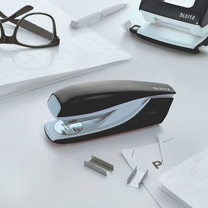Leitz NeXXt Wow Half Strip Stapler, Capacity 30 Sheets, Black