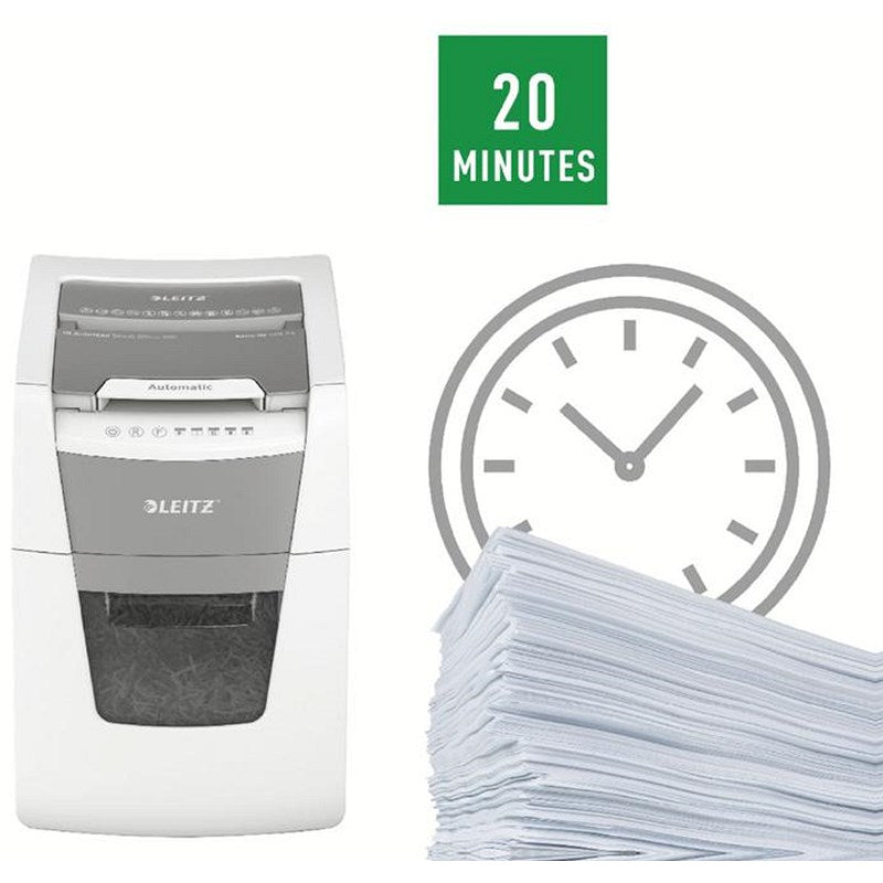 Leitz IQ Autofeed Small Office 100 Automatic P-4 Cross-Cut Paper Shredder, 34 Litres