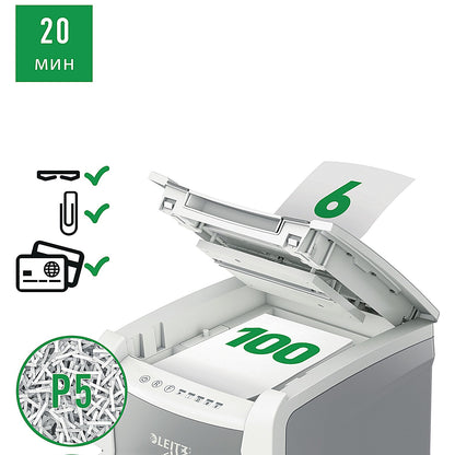 Leitz IQ Autofeed Office 100 P-5 Micro-Cut Shredder, 34 Litres