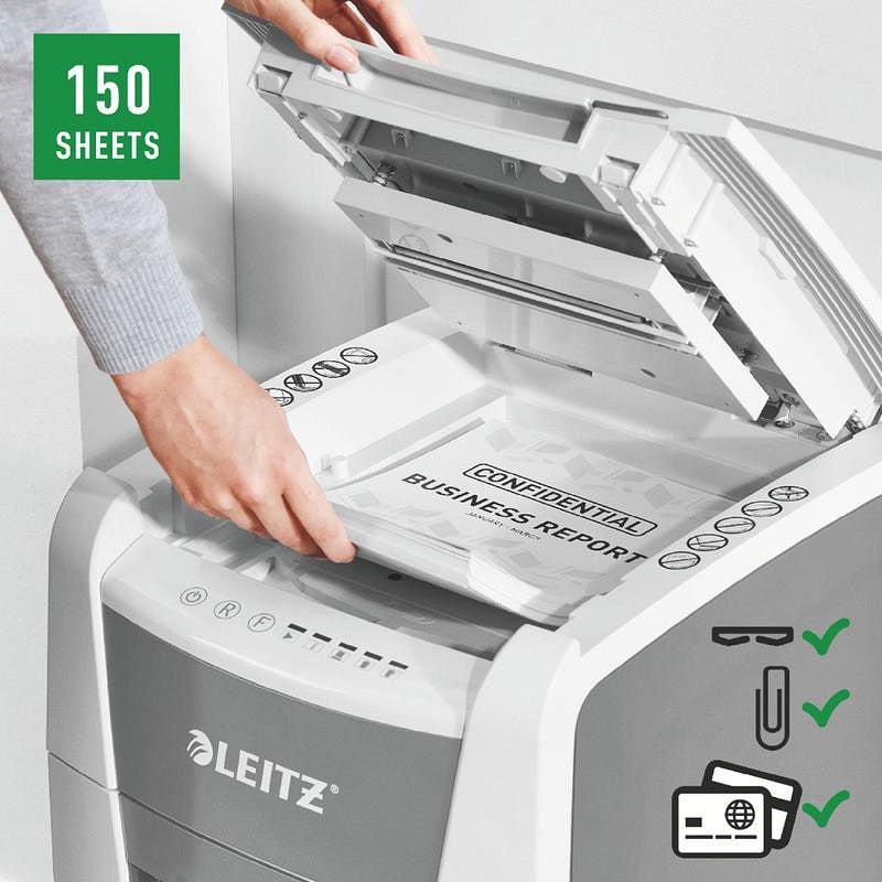 Leitz IQ Autofeed Office 150 Automatic P-4 Cross-Cut Paper Shredder, 44 Litres