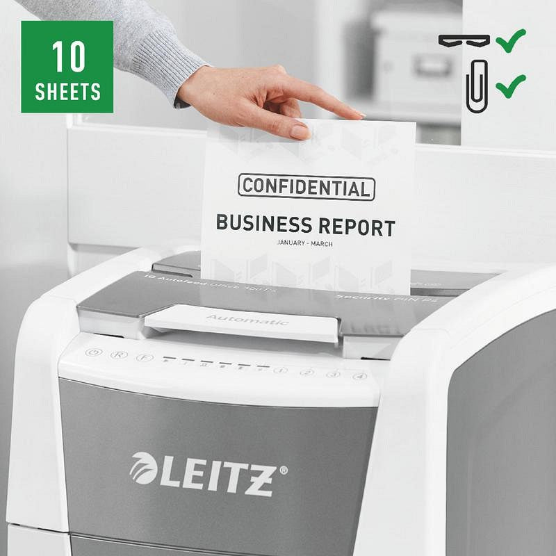 Leitz IQ Autofeed Office 300 P-4 Cross-Cut Shredder, 60 Litres