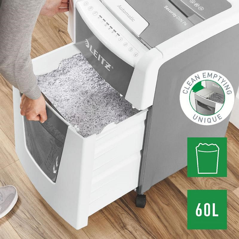 Leitz IQ Autofeed Office 300 P-4 Cross-Cut Shredder, 60 Litres