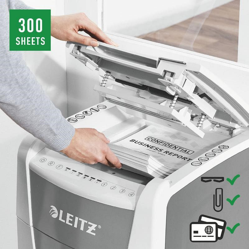 Leitz IQ Autofeed Office 300 P-5 Micro-Cut Shredder, 60 Litres