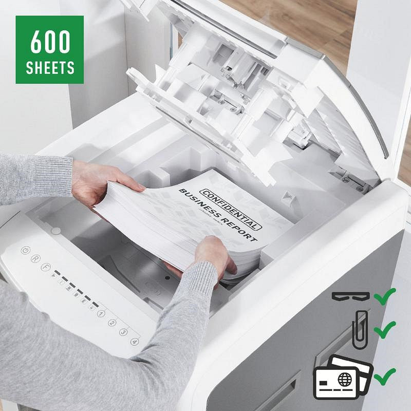 Leitz IQ Autofeed Office Pro 600 P-5 Micro-Cut Shredder, 110 Litres