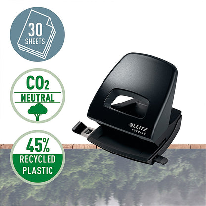 Leitz NeXXt Recycled 2 Hole Punch, Capacity 30 Sheets, Black